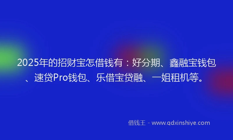 2025年的招财宝怎借钱有：好分期、鑫融宝钱包、速贷Pro钱包、乐借宝贷融、一姐租机等。