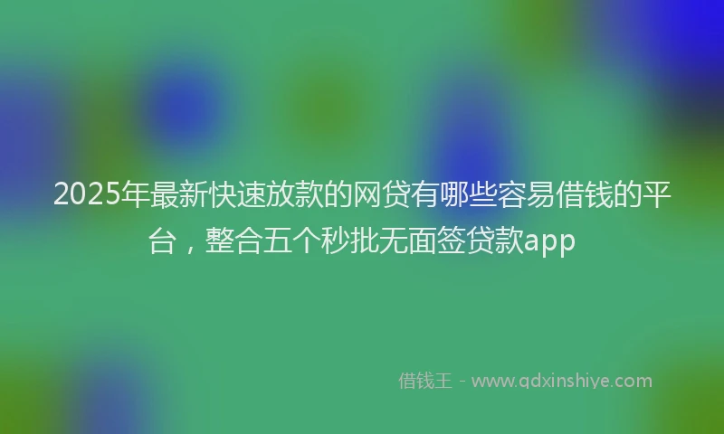 2025年最新快速放款的网贷有哪些容易借钱的平台，整合五个秒批无面签贷款app