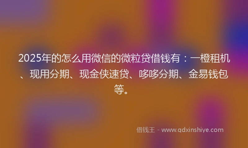 2025年的怎么用微信的微粒贷借钱有：一橙租机、现用分期、现金侠速贷、哆哆分期、金易钱包等。