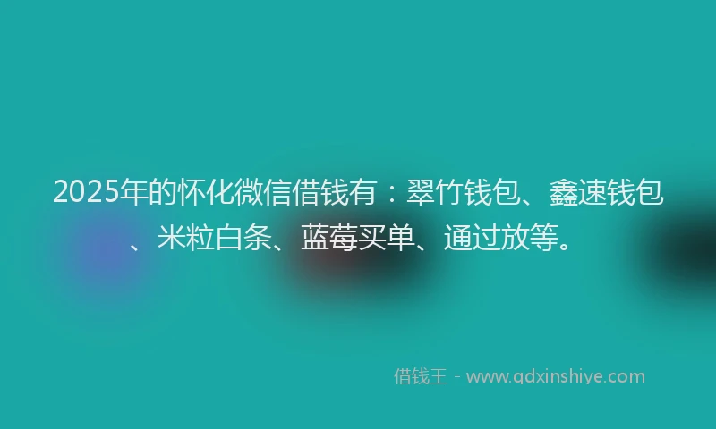 2025年的怀化微信借钱有：翠竹钱包、鑫速钱包、米粒白条、蓝莓买单、通过放等。