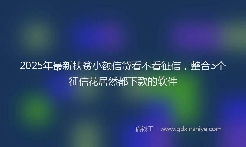 2025年最新扶贫小额信贷看不看征信，整合5个征信花居然都下款的软件