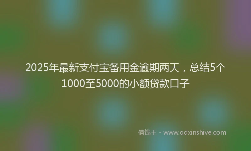 2025年最新支付宝备用金逾期两天，总结5个1000至5000的小额贷款口子