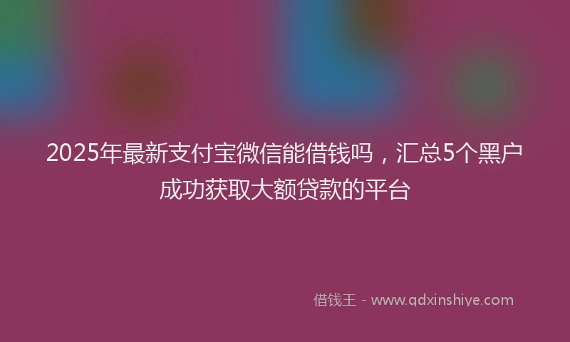 2025年最新支付宝微信能借钱吗，汇总5个黑户成功获取大额贷款的平台