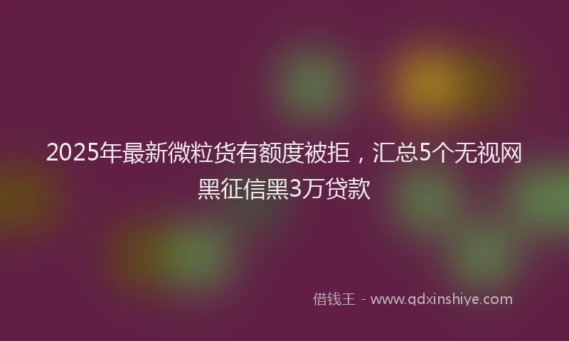 2025年最新微粒货有额度被拒，汇总5个无视网黑征信黑3万贷款