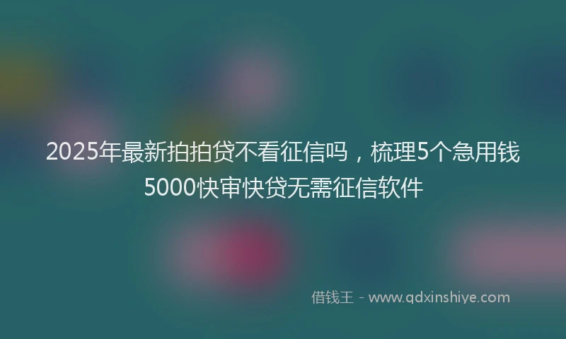 2025年最新拍拍贷不看征信吗，梳理5个急用钱5000快审快贷无需征信软件