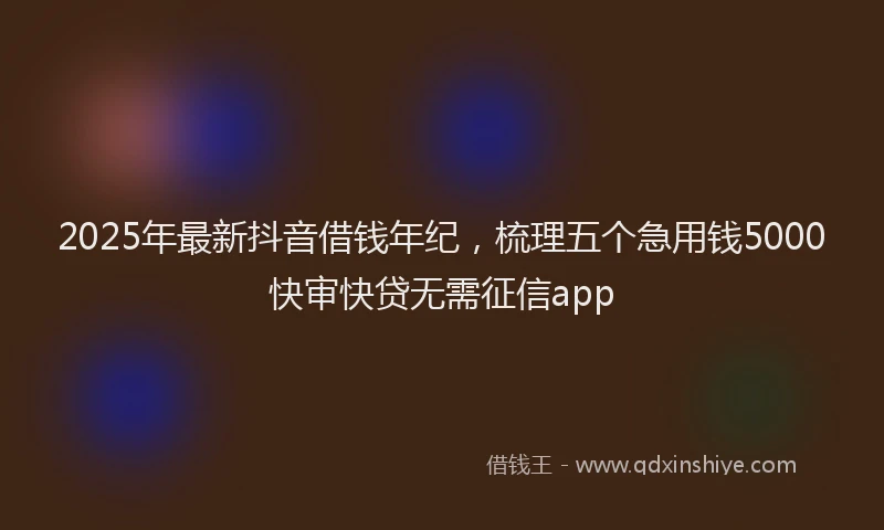 2025年最新抖音借钱年纪，梳理五个急用钱5000快审快贷无需征信app