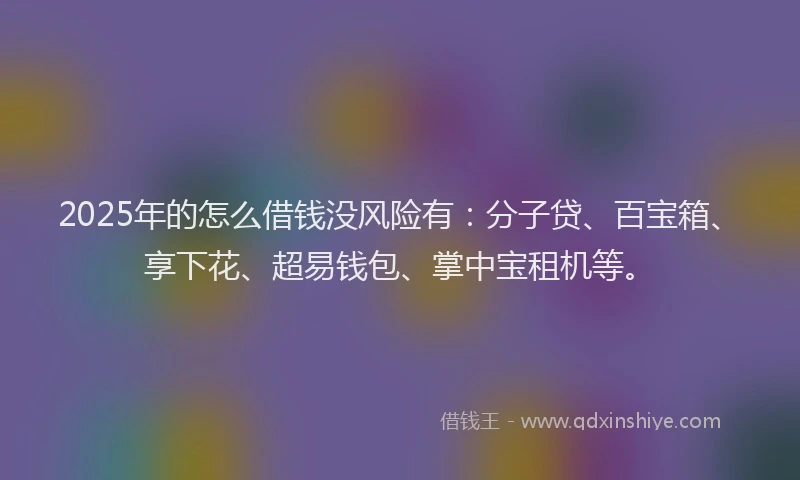 2025年的怎么借钱没风险有：分子贷、百宝箱、享下花、超易钱包、掌中宝租机等。