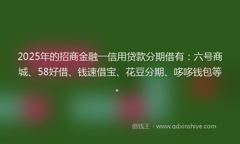 2025年的招商金融一信用贷款分期借有：六号商城、58好借、钱速借宝、花豆分期、哆哆钱包等。
