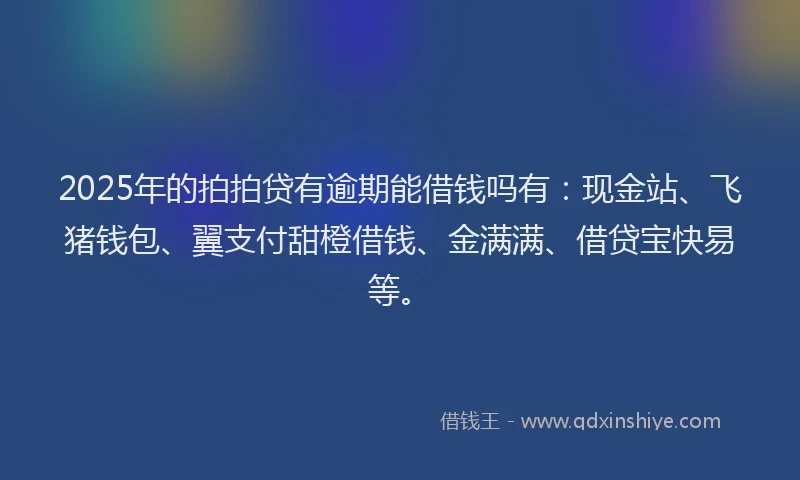 2025年的拍拍贷有逾期能借钱吗有：现金站、飞猪钱包、翼支付甜橙借钱、金满满、借贷宝快易等。