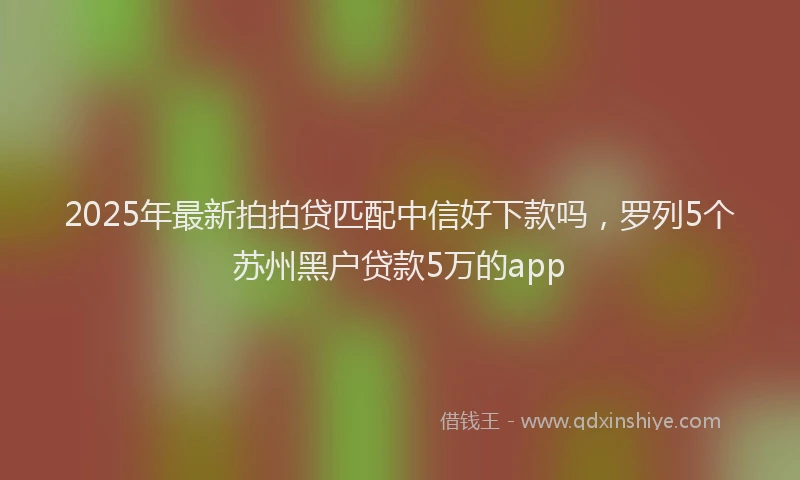 2025年最新拍拍贷匹配中信好下款吗，罗列5个苏州黑户贷款5万的app