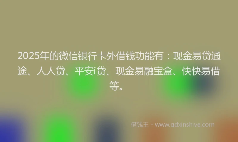2025年的微信银行卡外借钱功能有：现金易贷通途、人人贷、平安i贷、现金易融宝盒、快快易借等。