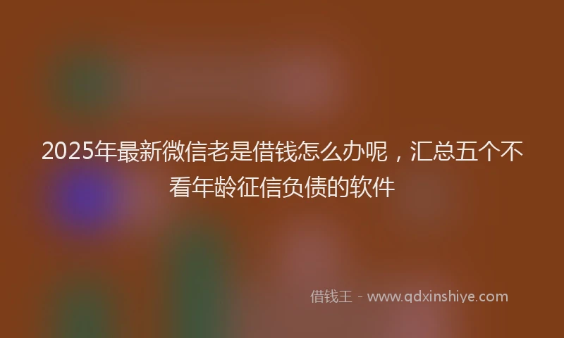2025年最新微信老是借钱怎么办呢，汇总五个不看年龄征信负债的软件