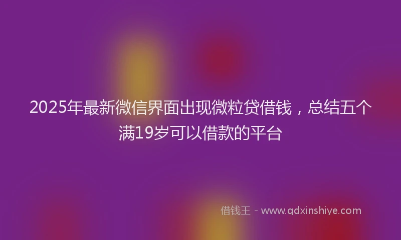 2025年最新微信界面出现微粒贷借钱，总结五个满19岁可以借款的平台