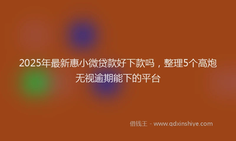 2025年最新惠小微贷款好下款吗，整理5个高炮无视逾期能下的平台