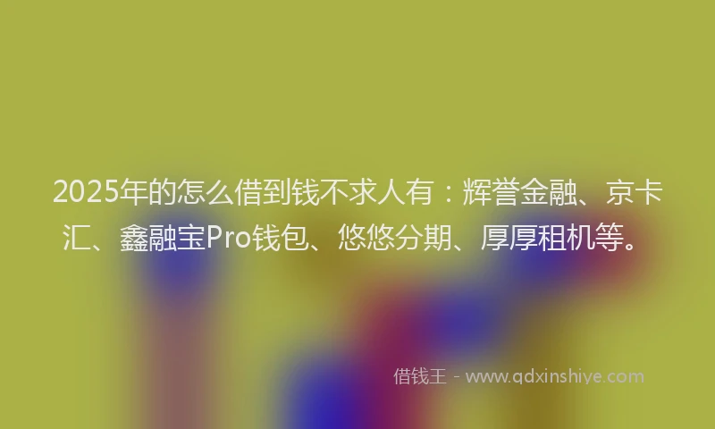 2025年的怎么借到钱不求人有：辉誉金融、京卡汇、鑫融宝Pro钱包、悠悠分期、厚厚租机等。