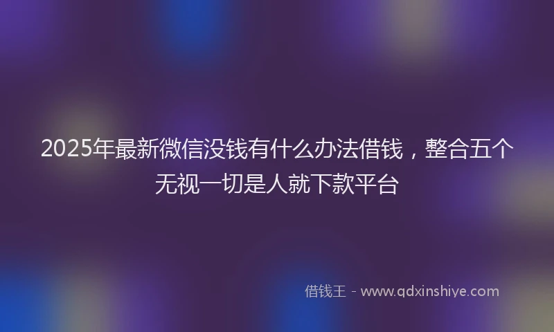 2025年最新微信没钱有什么办法借钱，整合五个无视一切是人就下款平台