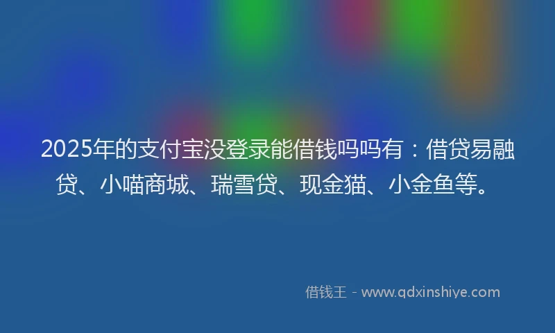 2025年的支付宝没登录能借钱吗吗有：借贷易融贷、小喵商城、瑞雪贷、现金猫、小金鱼等。