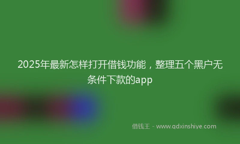 2025年最新怎样打开借钱功能，整理五个黑户无条件下款的app