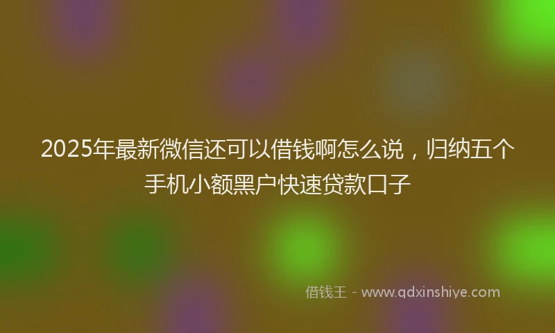 2025年最新微信还可以借钱啊怎么说，归纳五个手机小额黑户快速贷款口子