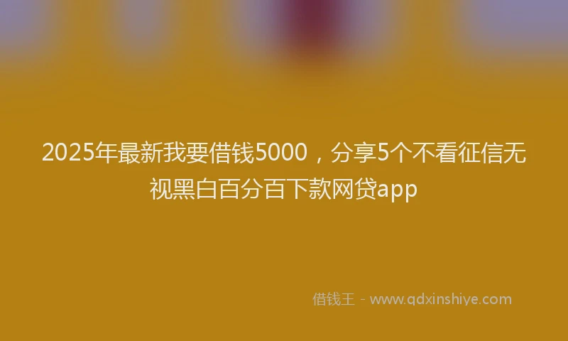 2025年最新我要借钱5000，分享5个不看征信无视黑白百分百下款网贷app
