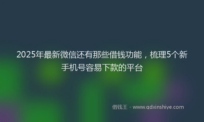 2025年最新微信还有那些借钱功能，梳理5个新手机号容易下款的平台