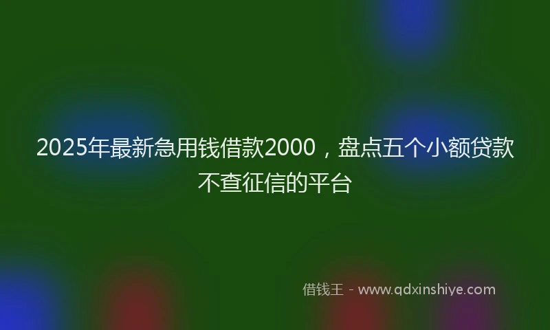 2025年最新急用钱借款2000，盘点五个小额贷款不查征信的平台