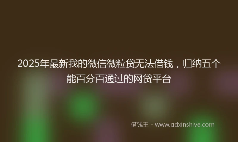 2025年最新我的微信微粒贷无法借钱，归纳五个能百分百通过的网贷平台