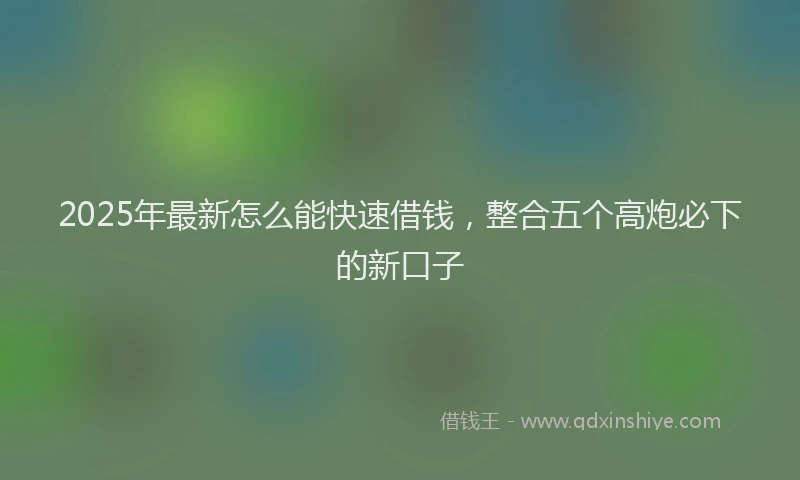 2025年最新怎么能快速借钱，整合五个高炮必下的新口子