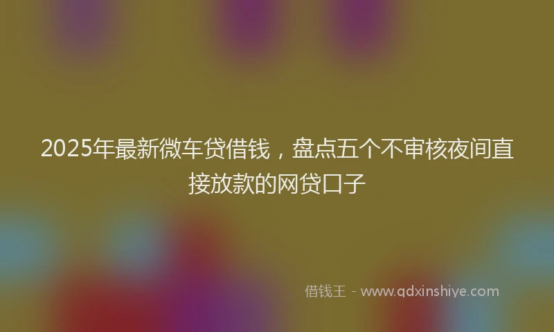 2025年最新微车贷借钱，盘点五个不审核夜间直接放款的网贷口子
