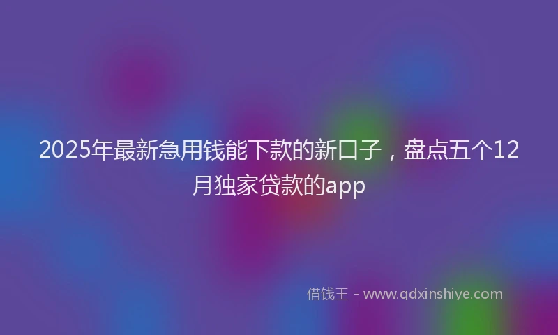 2025年最新急用钱能下款的新口子，盘点五个12月独家贷款的app