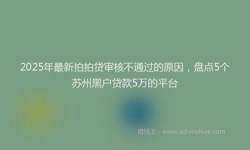2025年最新拍拍贷审核不通过的原因，盘点5个苏州黑户贷款5万的平台