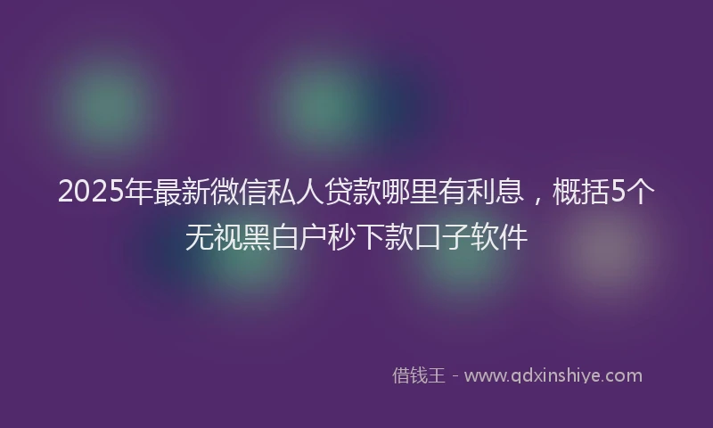 2025年最新微信私人贷款哪里有利息，概括5个无视黑白户秒下款口子软件