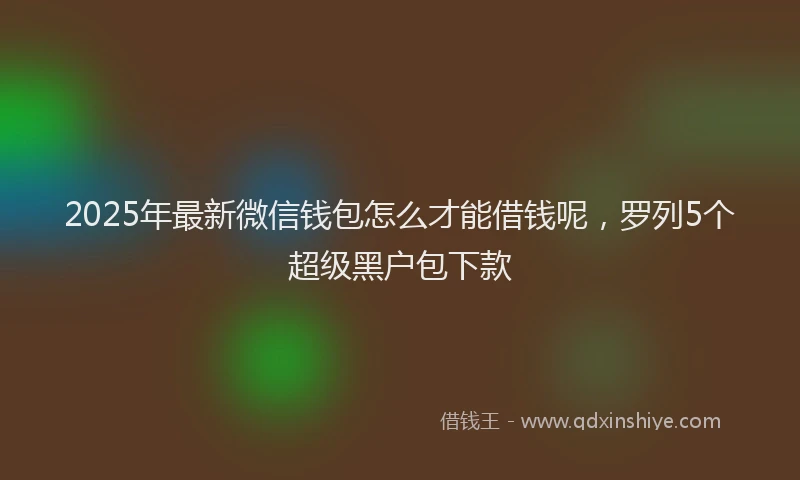 2025年最新微信钱包怎么才能借钱呢，罗列5个超级黑户包下款