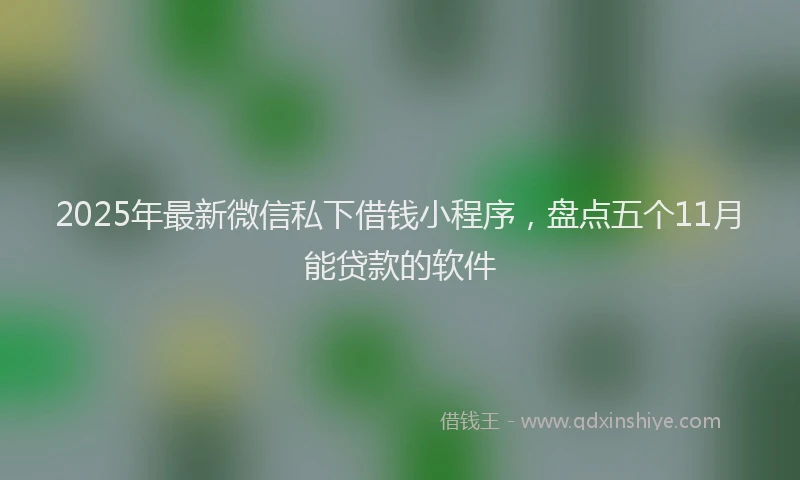 2025年最新微信私下借钱小程序，盘点五个11月能贷款的软件