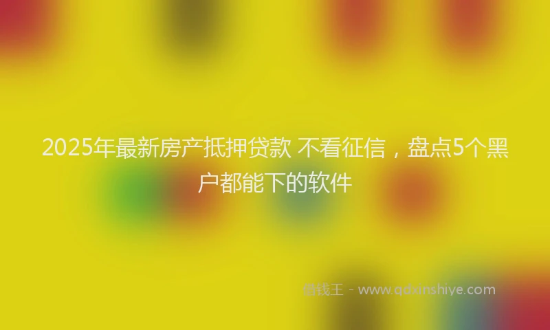 2025年最新房产抵押贷款 不看征信，盘点5个黑户都能下的软件