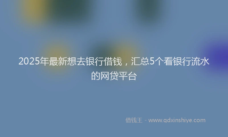 2025年最新想去银行借钱，汇总5个看银行流水的网贷平台