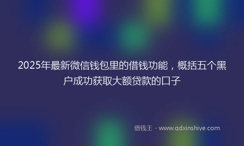 2025年最新微信钱包里的借钱功能，概括五个黑户成功获取大额贷款的口子