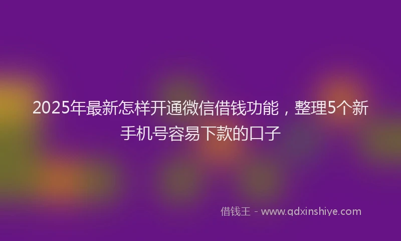 2025年最新怎样开通微信借钱功能，整理5个新手机号容易下款的口子