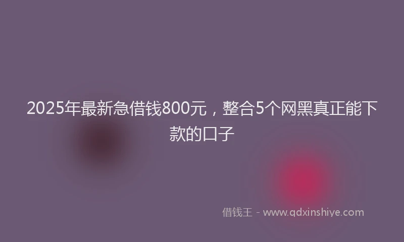 2025年最新急借钱800元，整合5个网黑真正能下款的口子