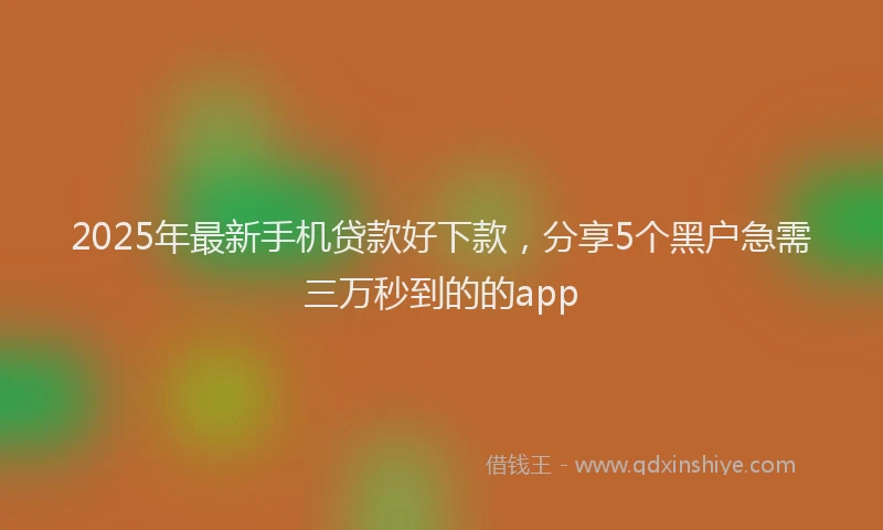 2025年最新手机贷款好下款，分享5个黑户急需三万秒到的的app