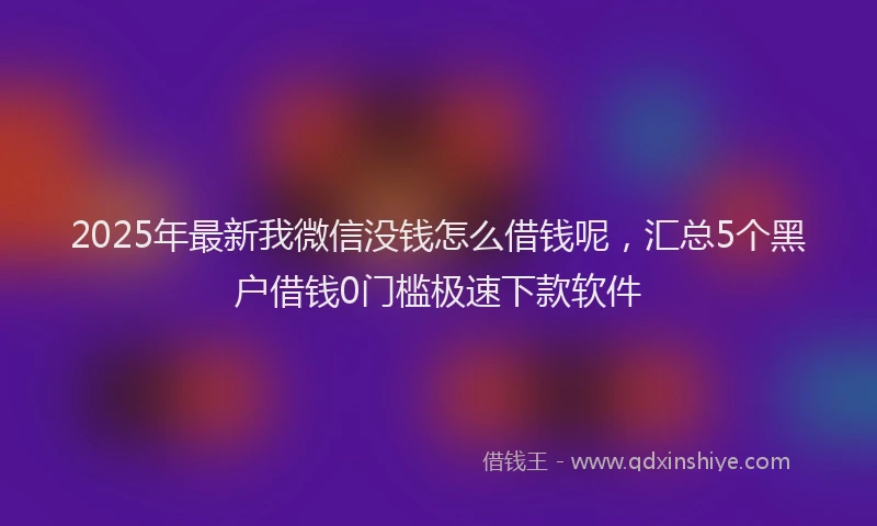 2025年最新我微信没钱怎么借钱呢，汇总5个黑户借钱0门槛极速下款软件