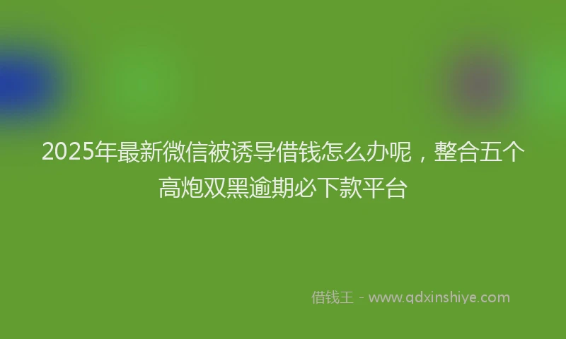 2025年最新微信被诱导借钱怎么办呢，整合五个高炮双黑逾期必下款平台