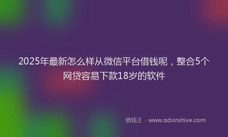2025年最新怎么样从微信平台借钱呢，整合5个网贷容易下款18岁的软件