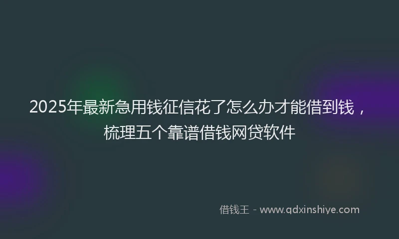 2025年最新急用钱征信花了怎么办才能借到钱，梳理五个靠谱借钱网贷软件