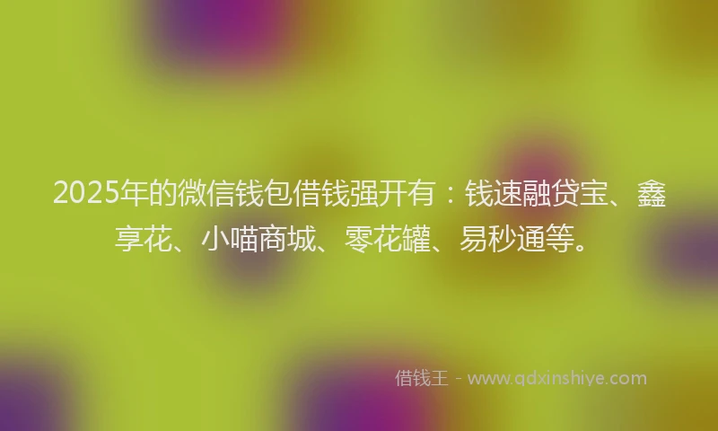 2025年的微信钱包借钱强开有：钱速融贷宝、鑫享花、小喵商城、零花罐、易秒通等。