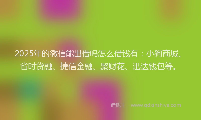 2025年的微信能出借吗怎么借钱有：小狗商城、省时贷融、捷信金融、聚财花、迅达钱包等。