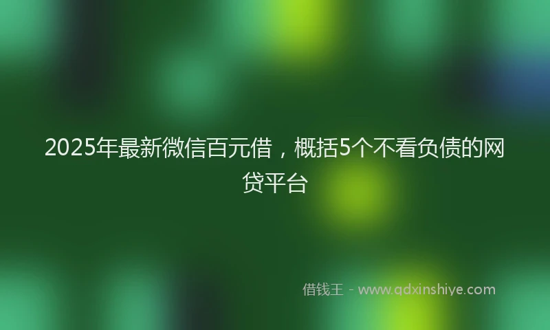 2025年最新微信百元借，概括5个不看负债的网贷平台