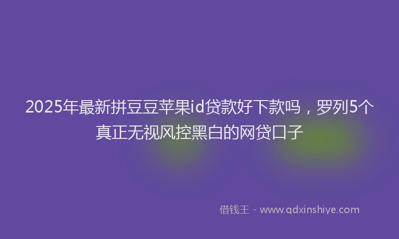2025年最新拼豆豆苹果id贷款好下款吗，罗列5个真正无视风控黑白的网贷口子