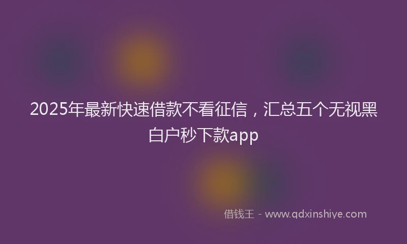 2025年最新快速借款不看征信，汇总五个无视黑白户秒下款app