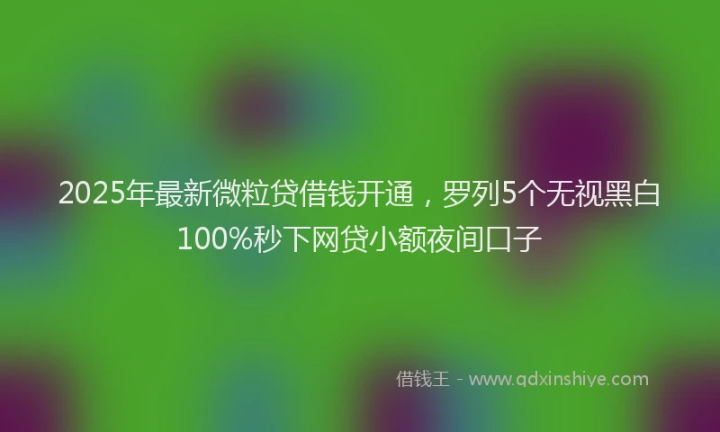 2025年最新微粒贷借钱开通，罗列5个无视黑白100%秒下网贷小额夜间口子